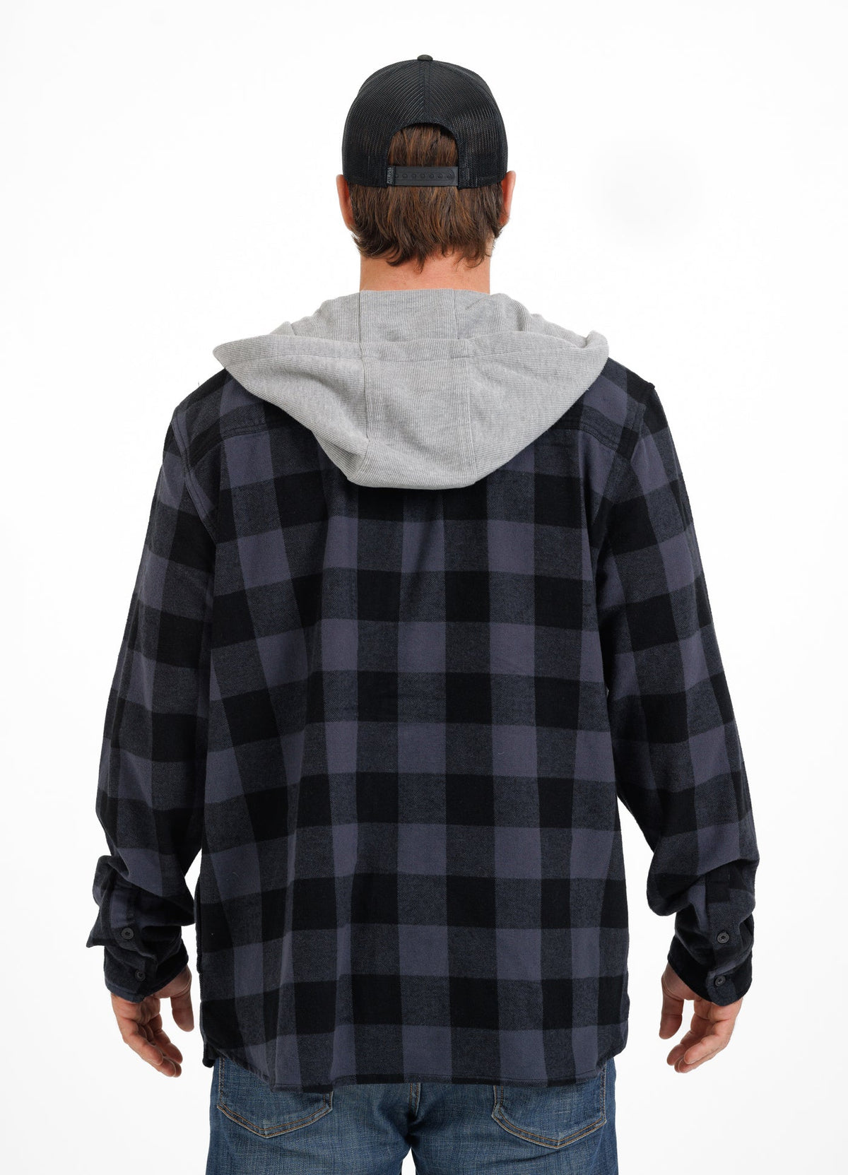 Woodson - Gray/Black Hooded Flannel Shirt