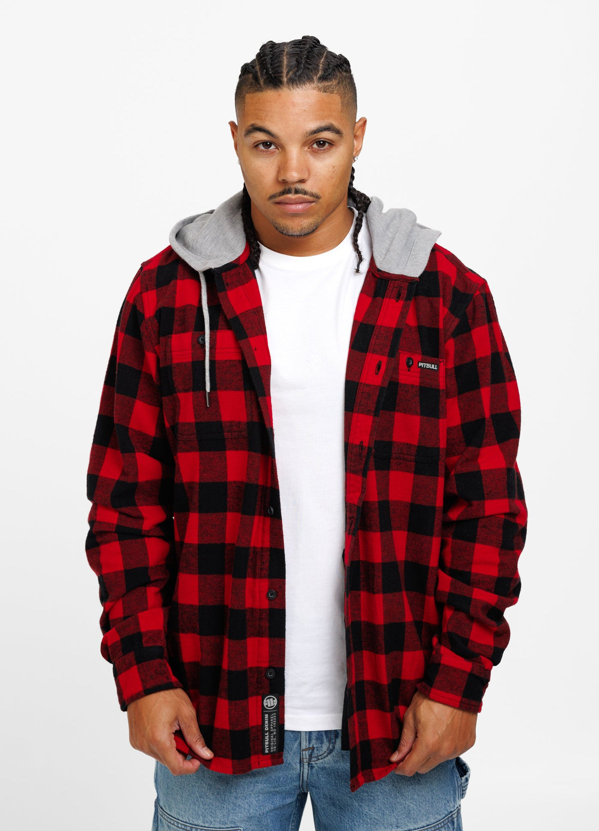 Woodson - Red/Black Hooded Flannel Shirt