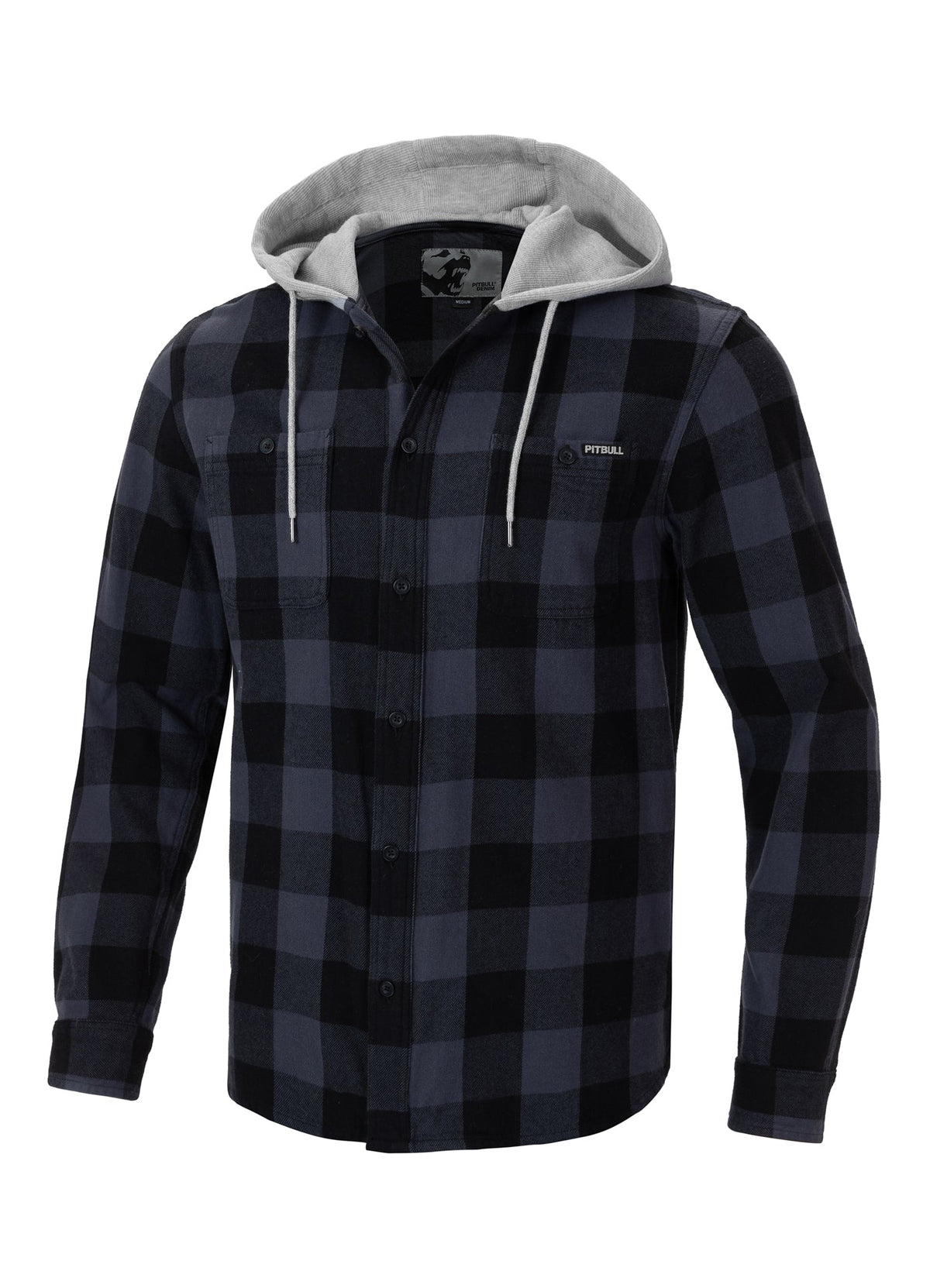 Woodson - Gray/Black Hooded Flannel Shirt