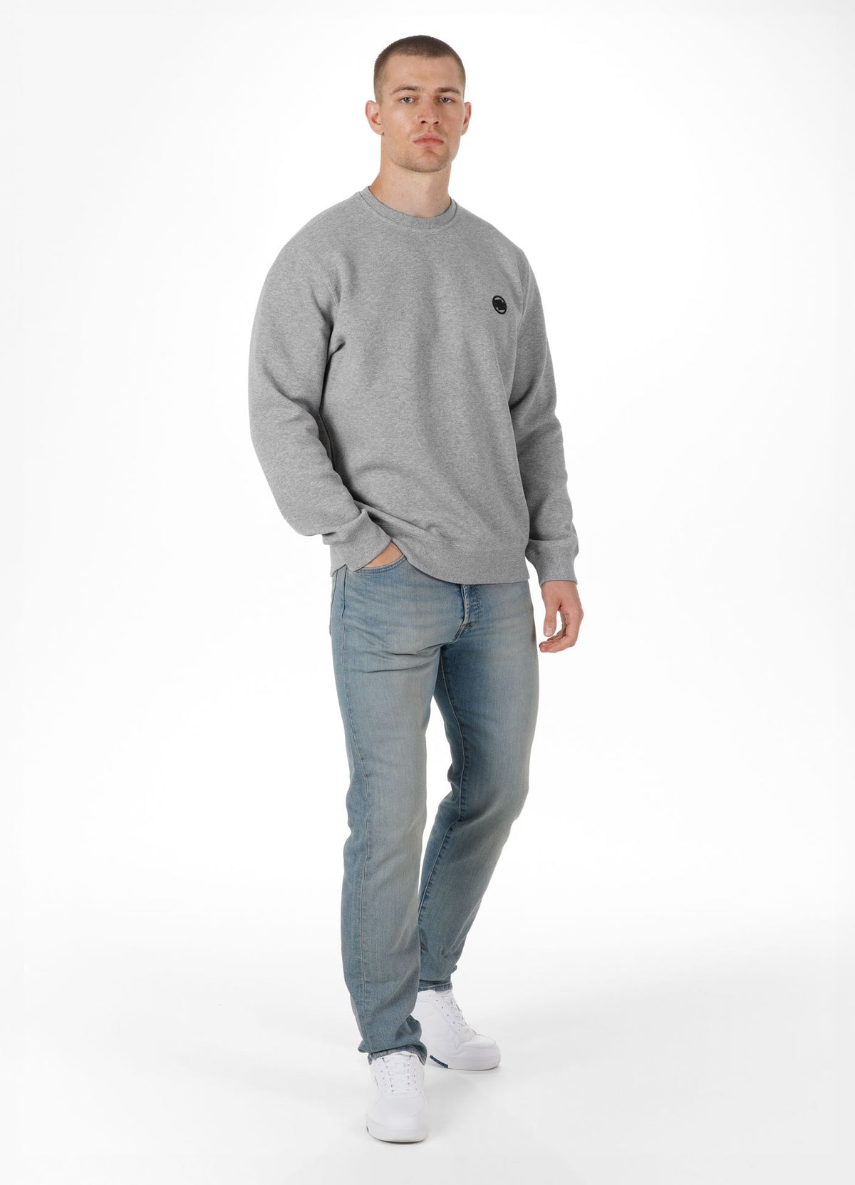 Small Logo Pique Sweatshirt - Gray