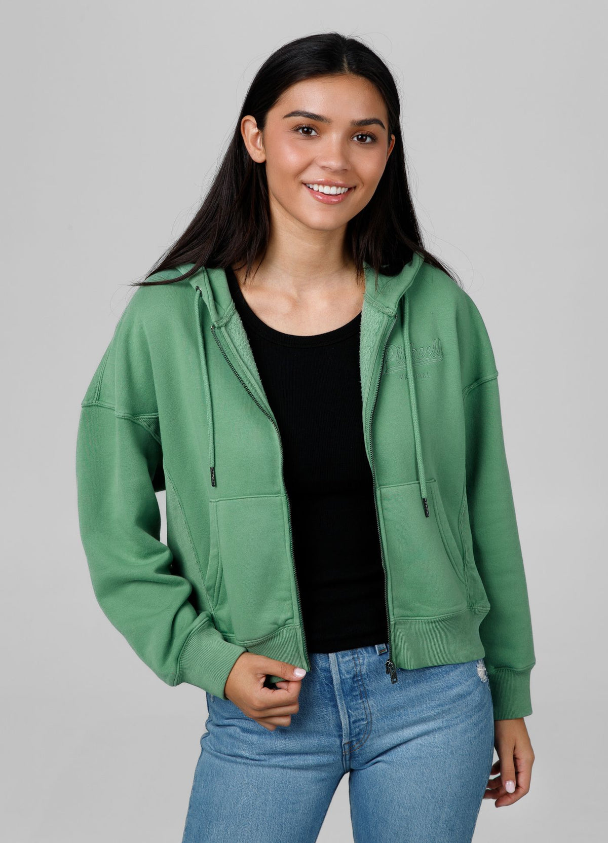 Women&#39;s zip-up hoodie Washed Manzanita II - Green