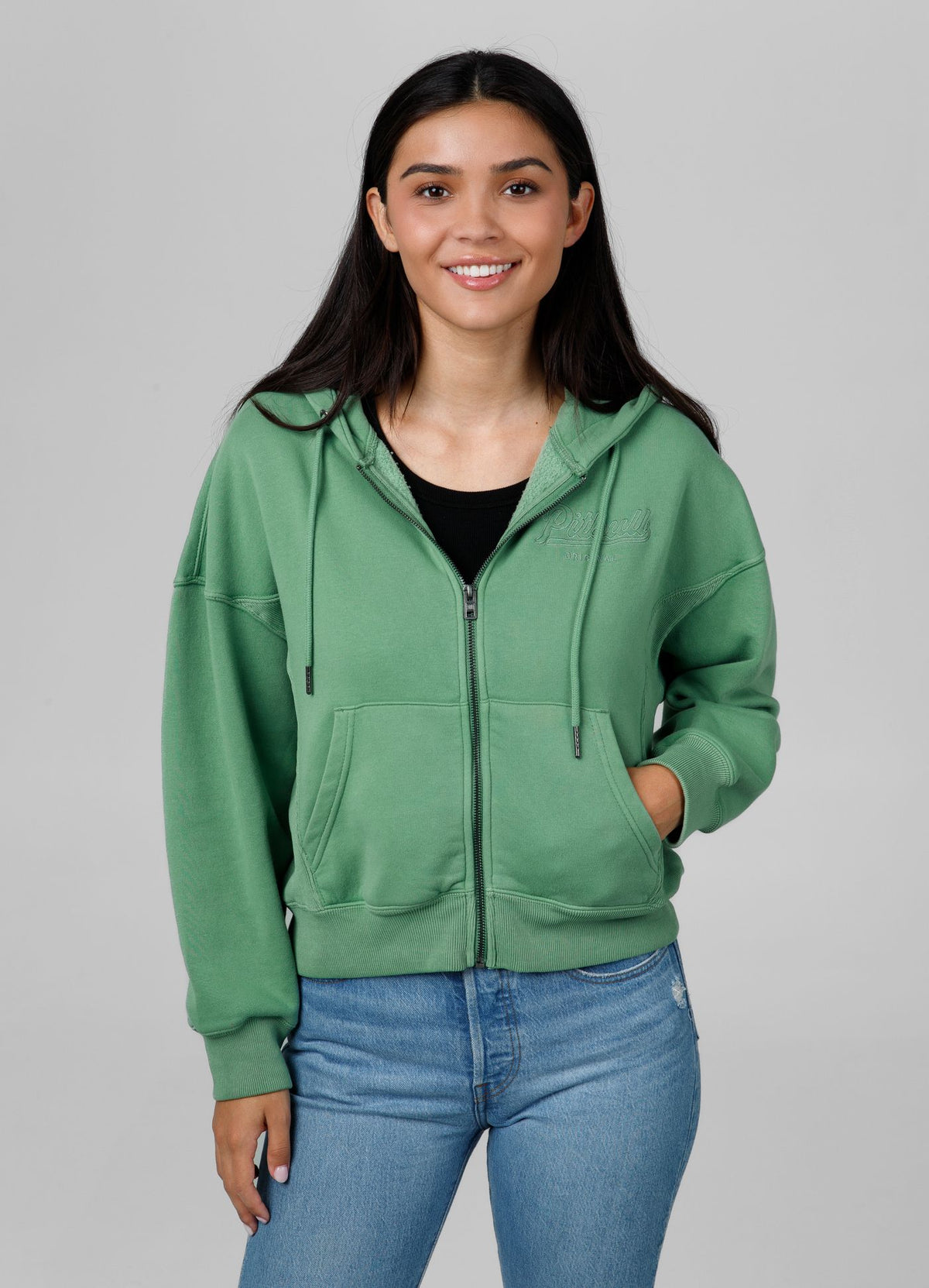 Women&#39;s zip-up hoodie Washed Manzanita II - Green