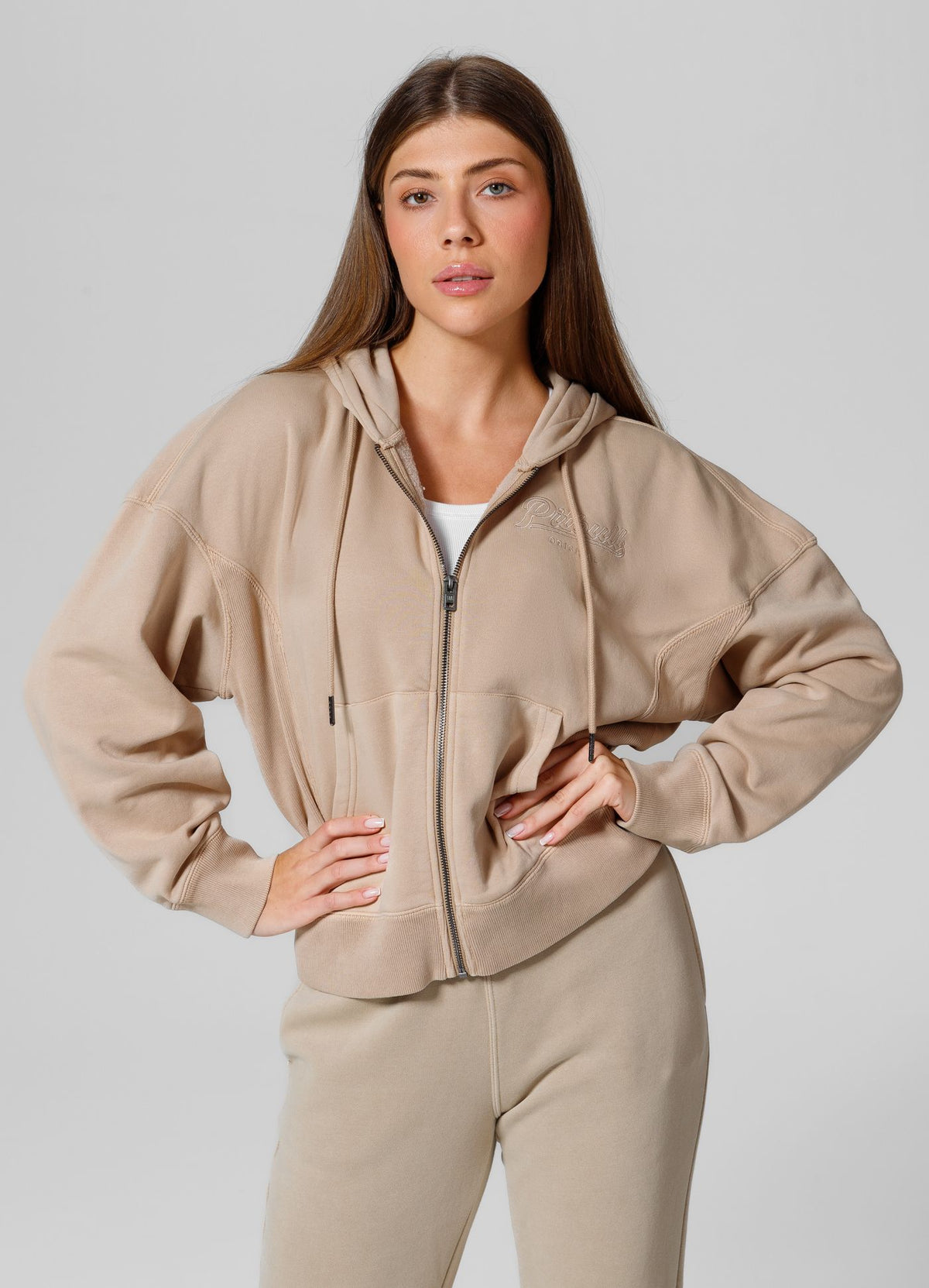 Women&#39;s zip-up hoodie Washed Manzanita II - Sand