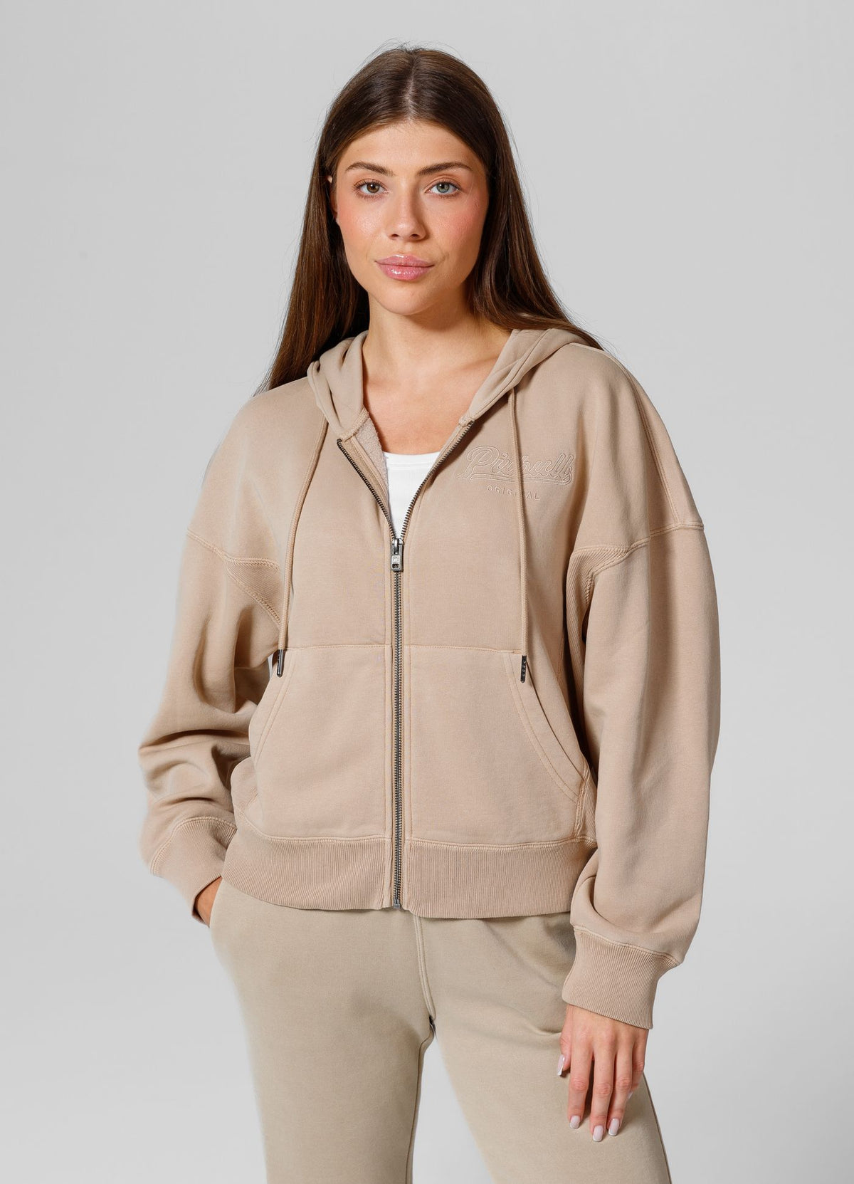 Women&#39;s zip-up hoodie Washed Manzanita II - Sand