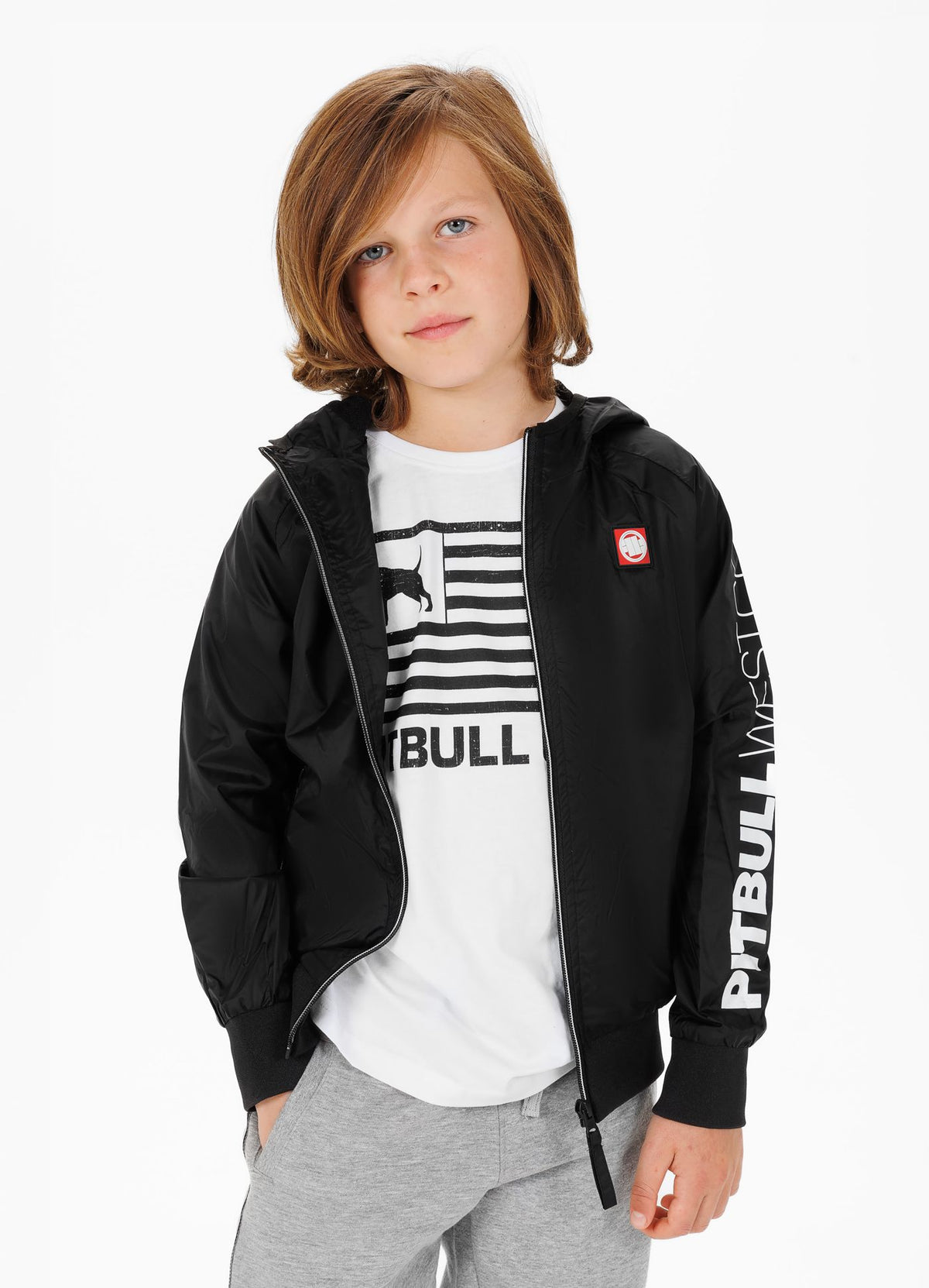 Kids hooded jacket Athletic Sleeve Junior - Black