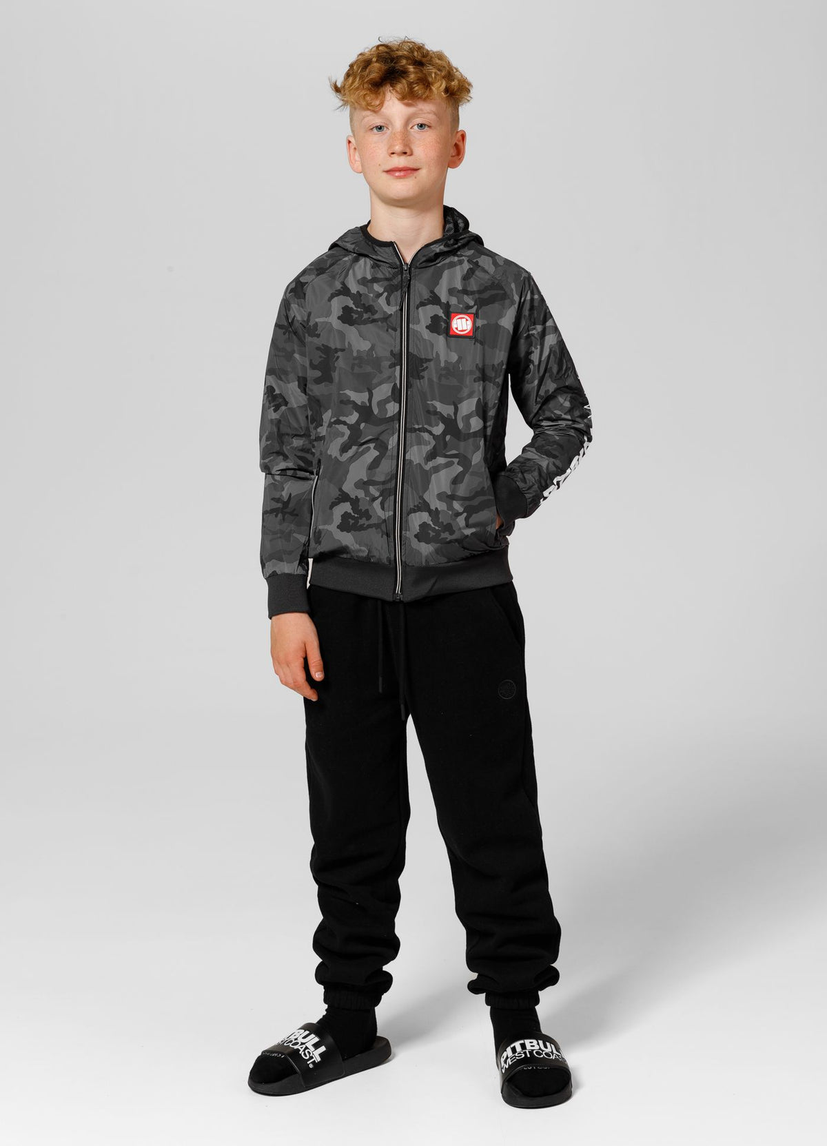 Athletic Sleeve Junior Hooded Jacket - Black Camo