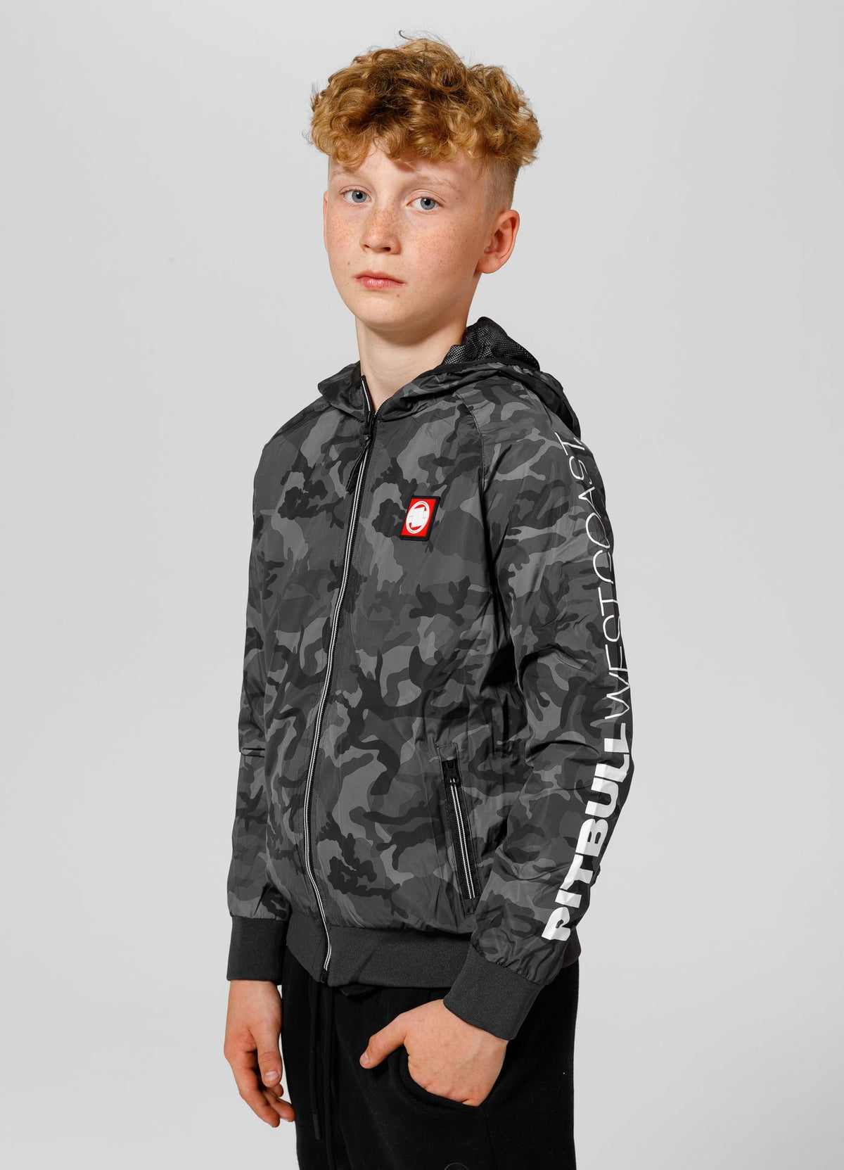 Athletic Sleeve Junior Hooded Jacket - Black Camo