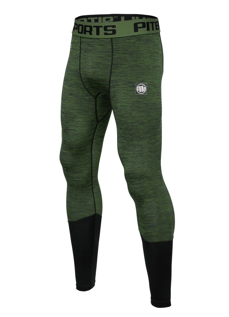 Small Logo Sports Compression Pants Performance Pro Plus - Olive