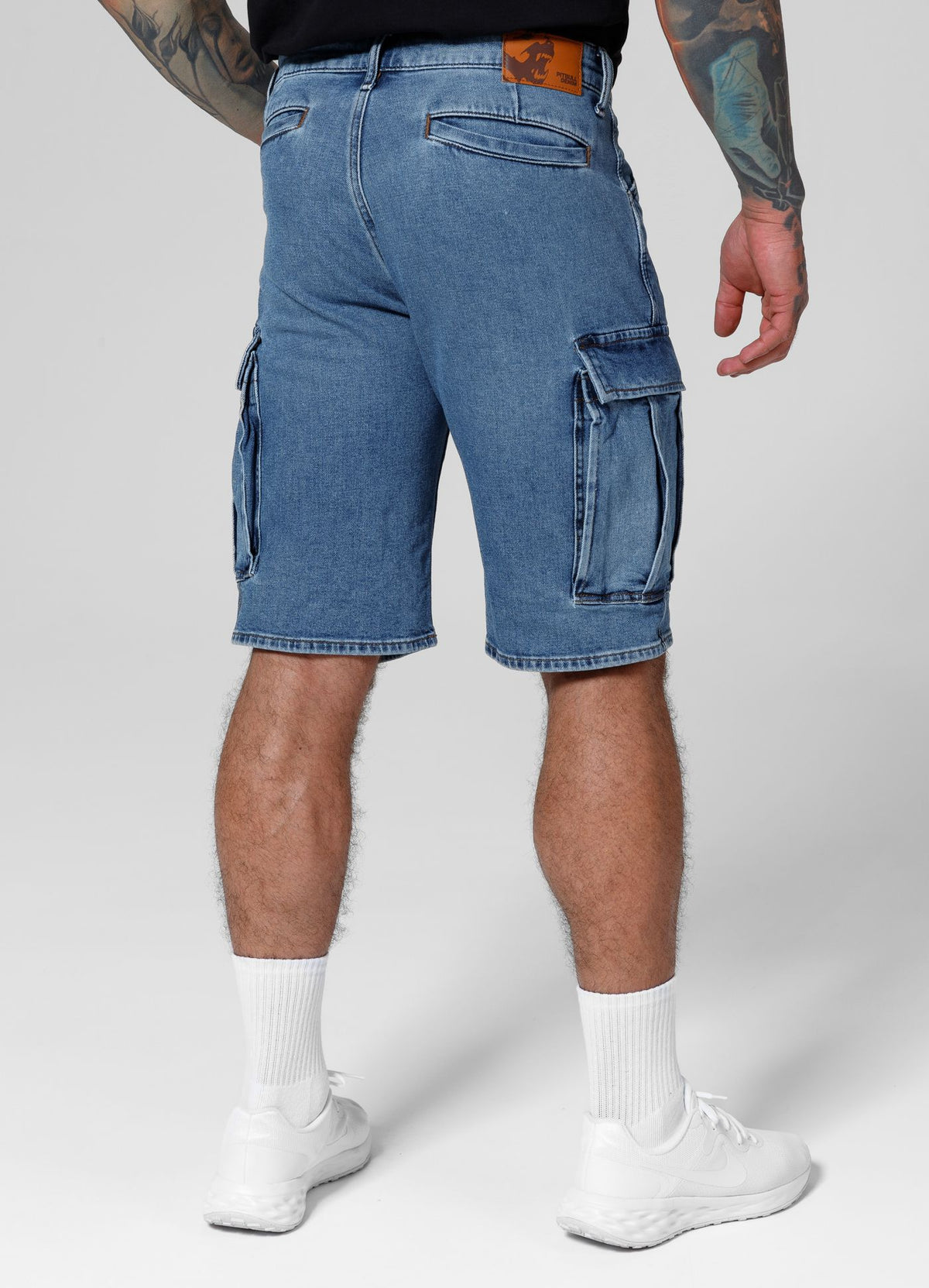 Denim Cargo Jean Shorts Classic Wash Deerhorn - Light Blue