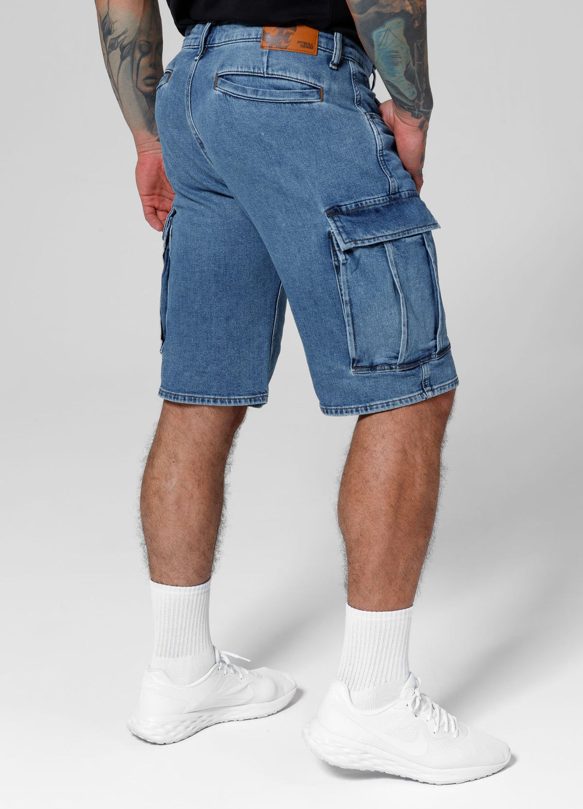 Denim Cargo Jean Shorts Classic Wash Deerhorn - Light Blue